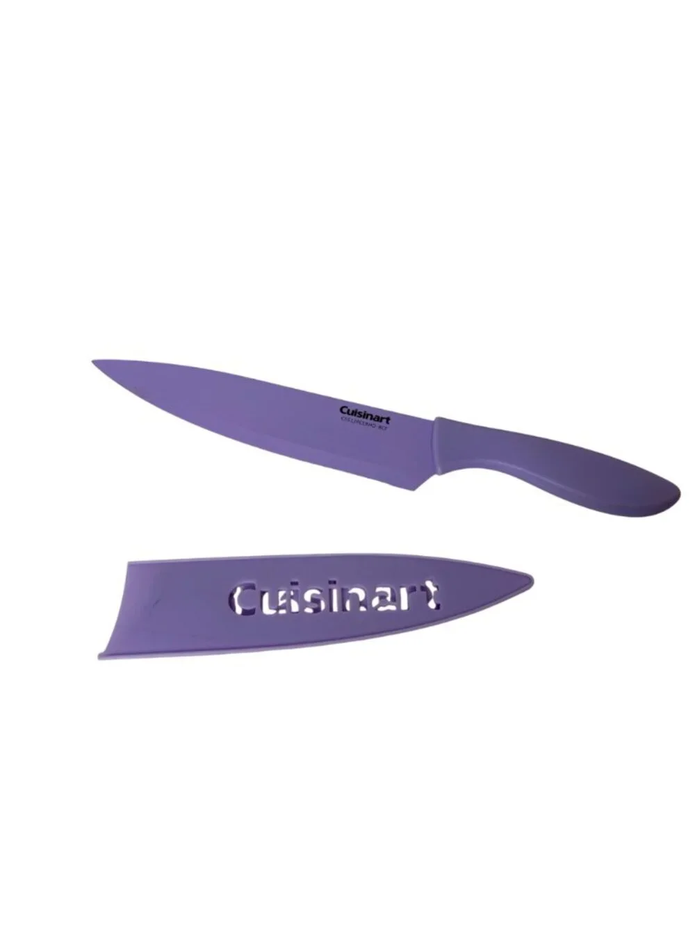 Cuisinart 2 Piece Knife Set Sheaths Purple Orange Stainless Serrated Chefs Knive